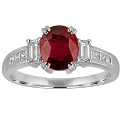 GIA Certified 1.28 Carat Oval Ruby Diamond Gold Ring