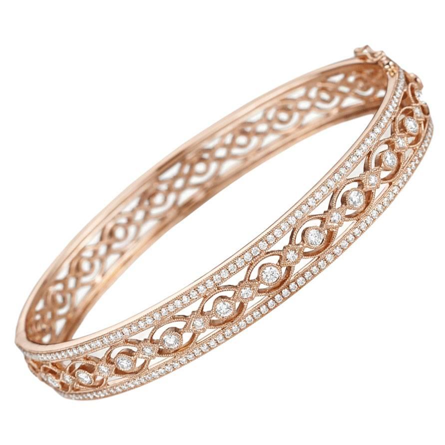 Heritage Diamond Gold Bangle Bracelet 