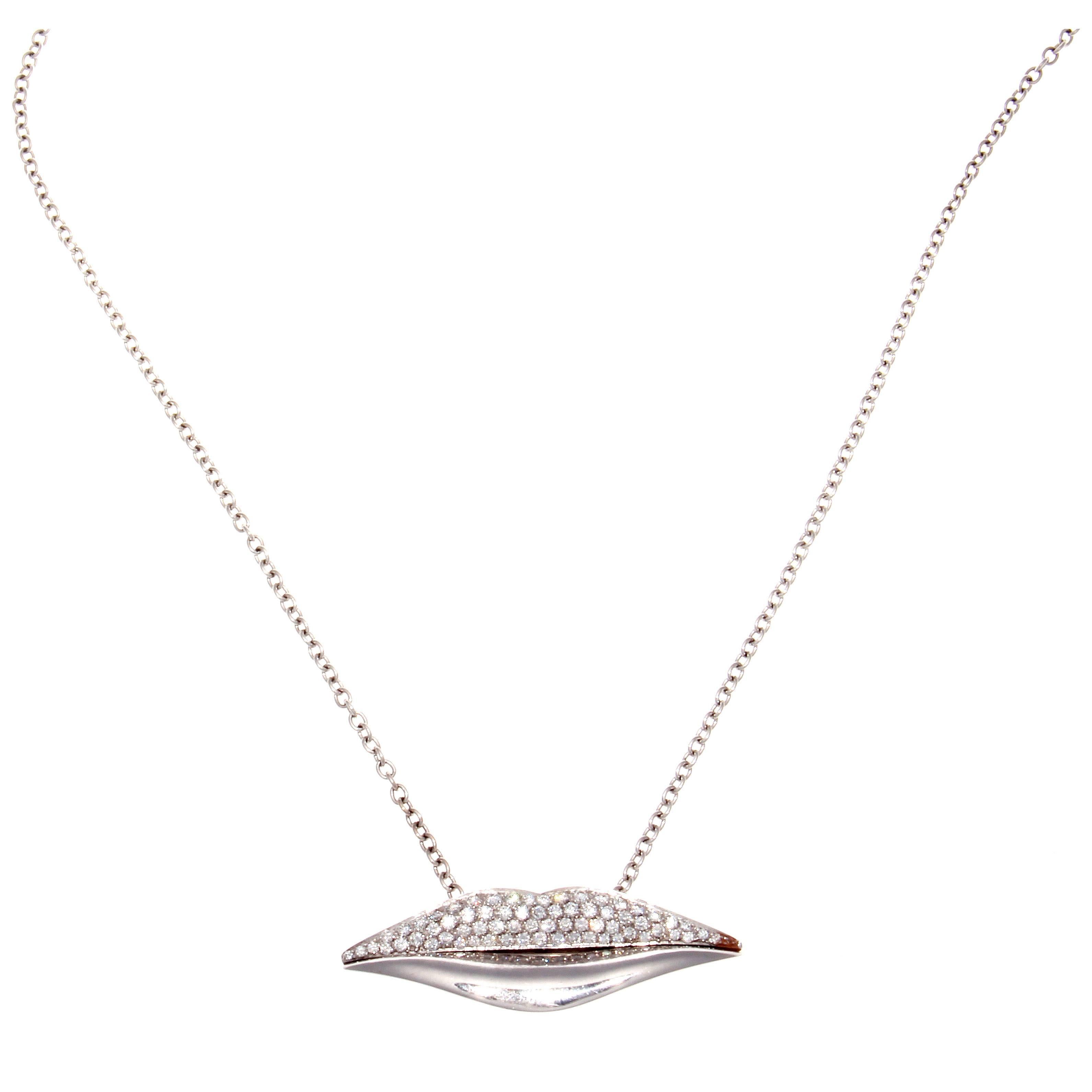 Enigma Diamond Gold Lips Necklace