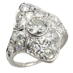 1920s Old European Cut Diamond Platinum Navette Ring 1920s Old European Cut Diamond Platinum Navette Ring