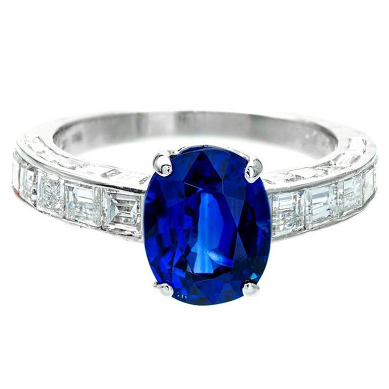 Cartier 3.09 Carat Natural Sapphire Diamond Platinum Engagement Ring ...