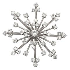 Diamond Starburst Platinum Brooch 9