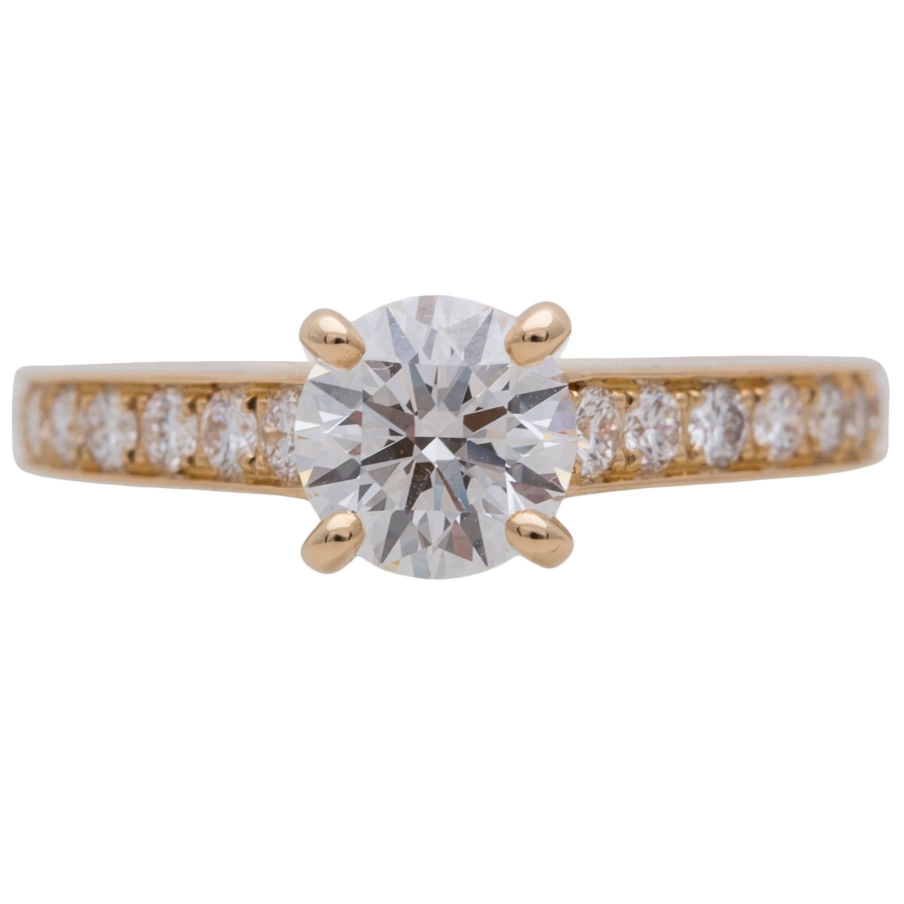 Cartier 1.06 Carat GIA Certified Diamond Gold Ring For Sale