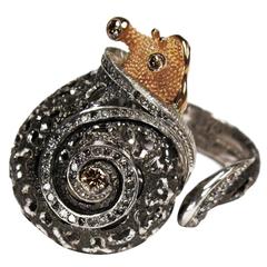 Codi The Snail Ring with Diamonds and Signature Open Work by Alex Soldier Ltd Ed