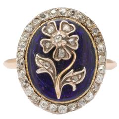 Enamel, Diamond Locket Back Daisy Ring