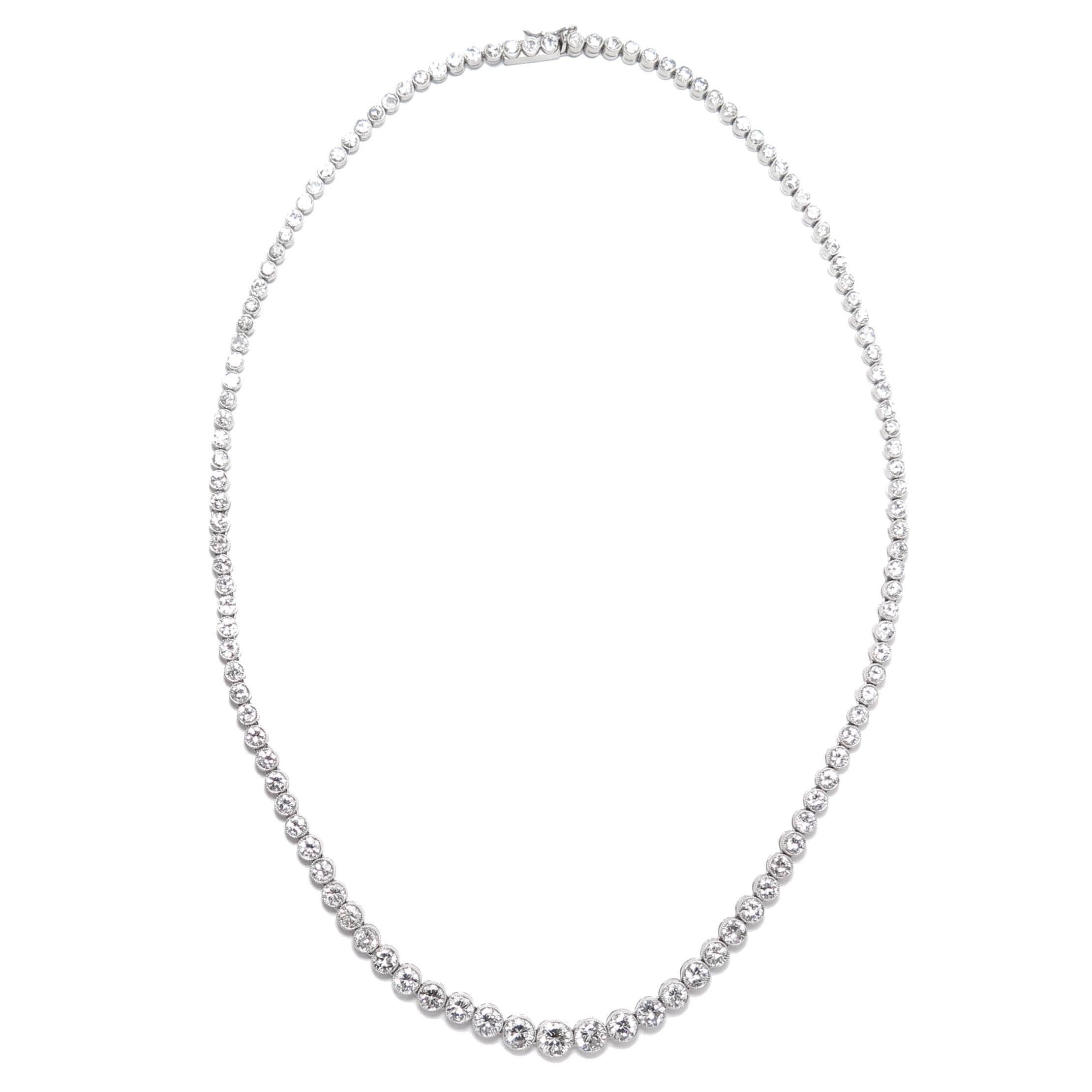 11 Carats Diamonds Platinum Riviere Necklace 