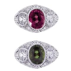 Rare Art Deco Gem Alexandrite Diamond Platinum Ring