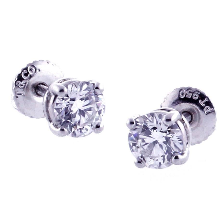 Tiffany & Co. 1.05 Carat Diamond Solitaire Stud Earrings