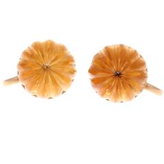 Tiffany & Co. Carved Citrine Gold Earrings