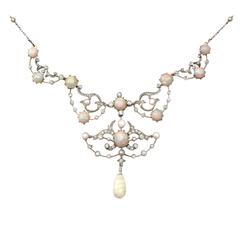 Opal & 1.78Ct Diamond, 12k Yellow Gold, Silver Set Collarette, Antique Victorian 3