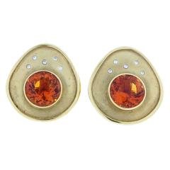 Susan Sadler Citrine Diamond Gold Earrings