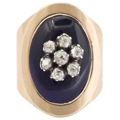 Striking Victorian Diamond Enamel Floral Ring 3