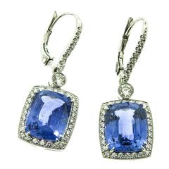 Sapphire Diamond Platinum Earrings 8