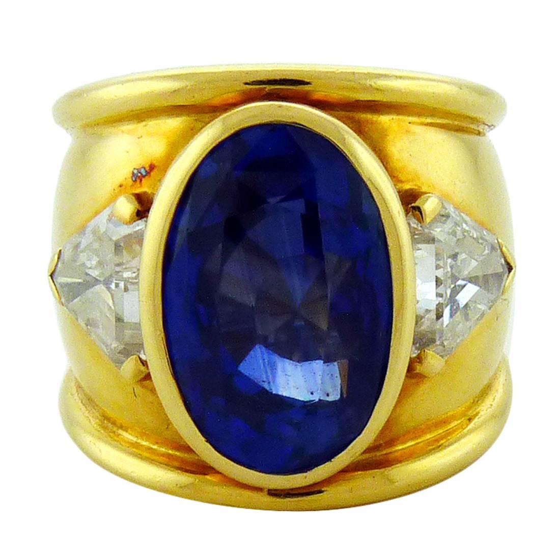 David Webb Certified 17.65 Carat Ceylon Sapphire Diamond Cocktail Ring