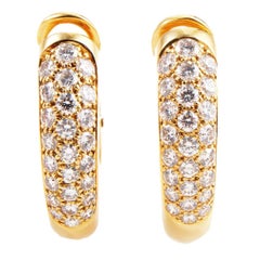 Cartier Partial Diamond Pave Gold Clip-On Earrings