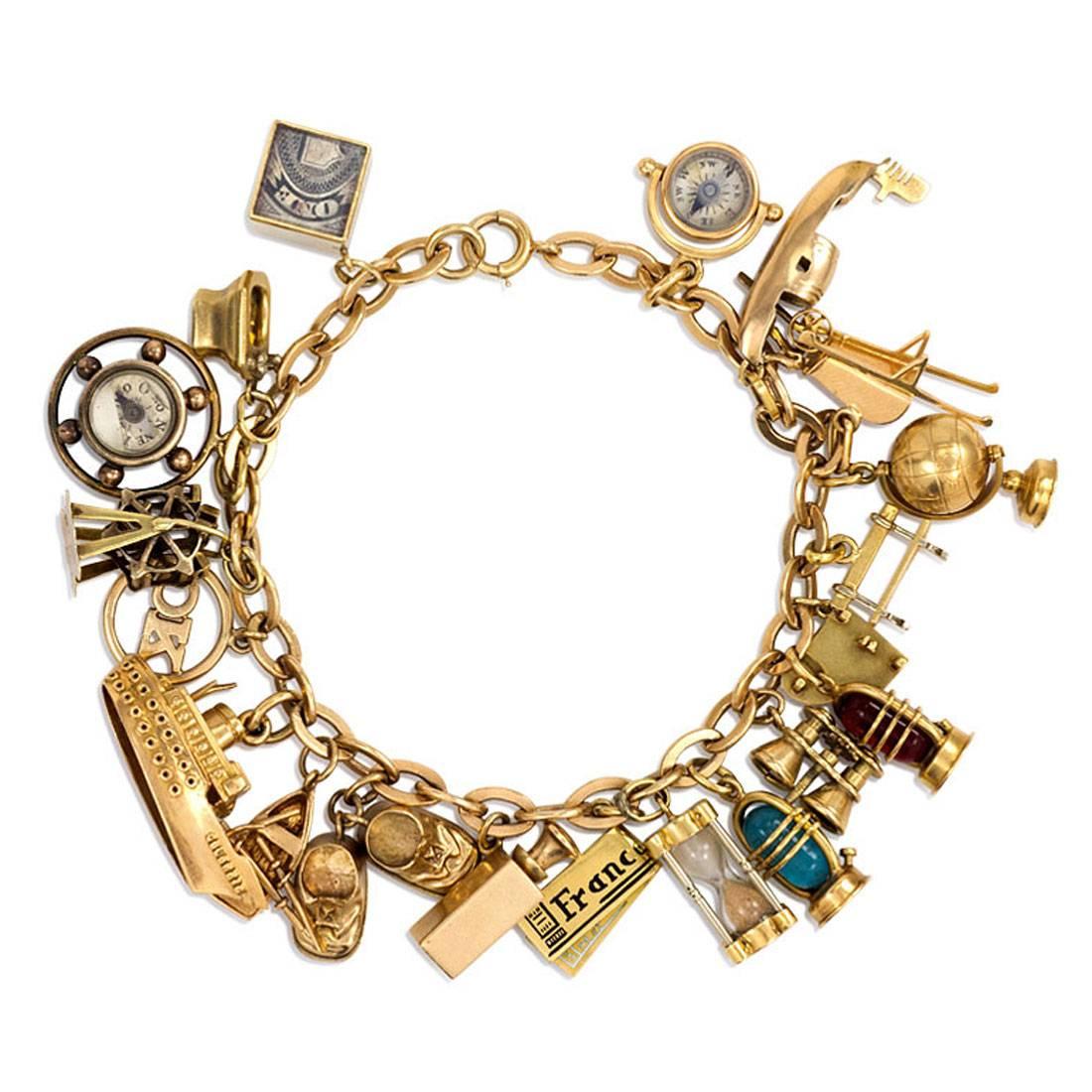 1940s Gold Charm Bracelet