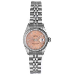 Rolex Lady's Datejust Stainless Steel Salmon Roman Dial Automatic Wristwatch