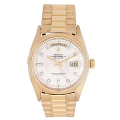 Rolex Yellow Gold Factory Diamond Dial President Day-Date Automatic Wristwatch 
