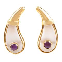 Ilias Lalaounis Ruby Crystal Gold Clip-On Earrings