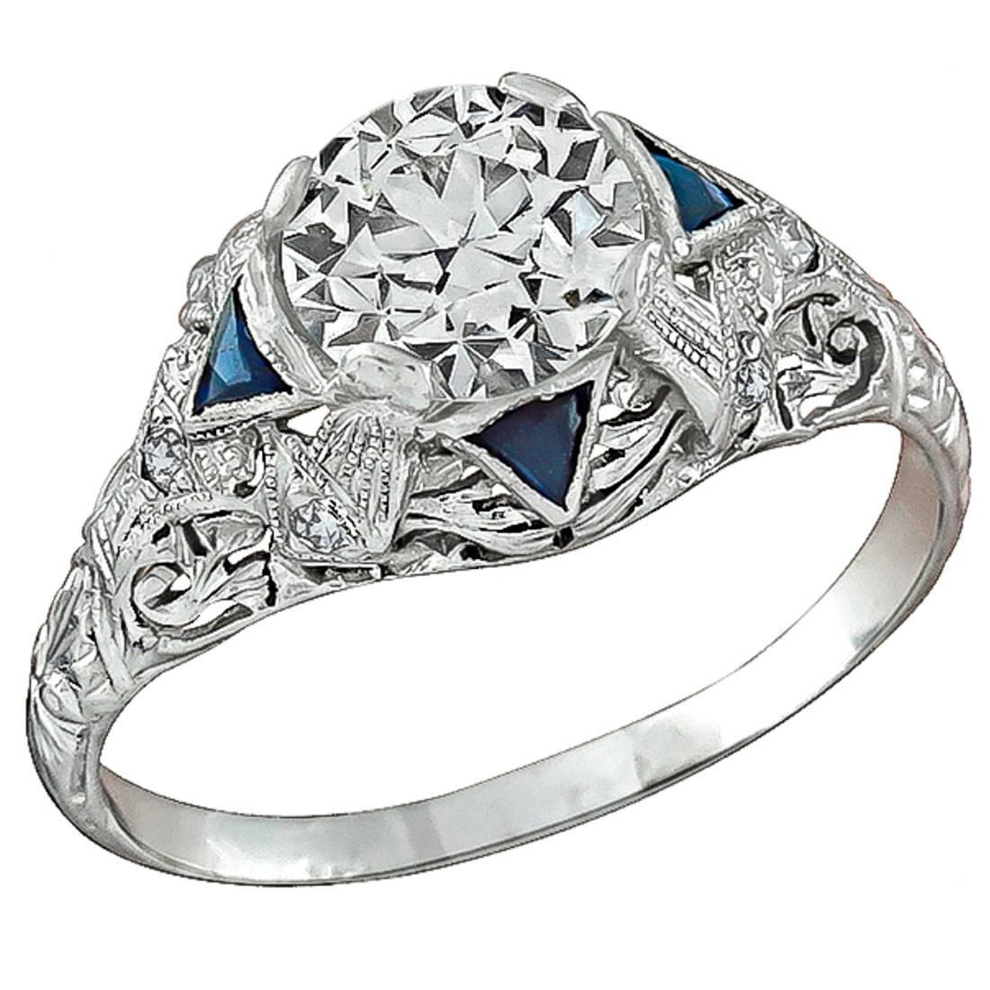 1.57 Carat GIA Cert Diamond Platinum Engagement Ring