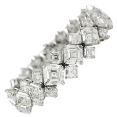 GIA Cert Asscher Cut Diamond Platinum Bracelet 5