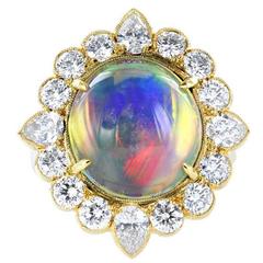 Jelly Opal and Diamond Ring