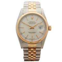 Retro Rolex Yellow Gold Stainless Steel Datejust Automatic Wristwatch Ref 16013 
