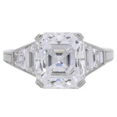 Hancocks 4.21 Carat GIA Certified Old Mine Emerald Cut Diamond Engagement Ring