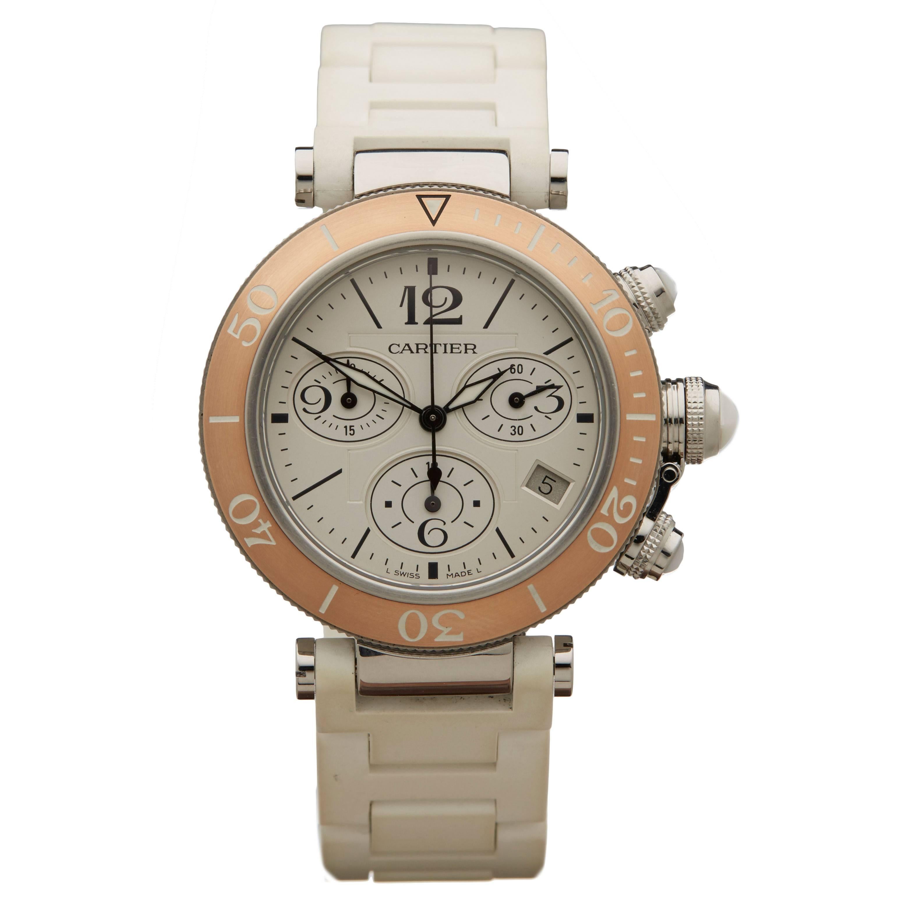 Cartier Lady's Rose Gold Stainless Steel Pasha Chronograph Quartz Wristwatch