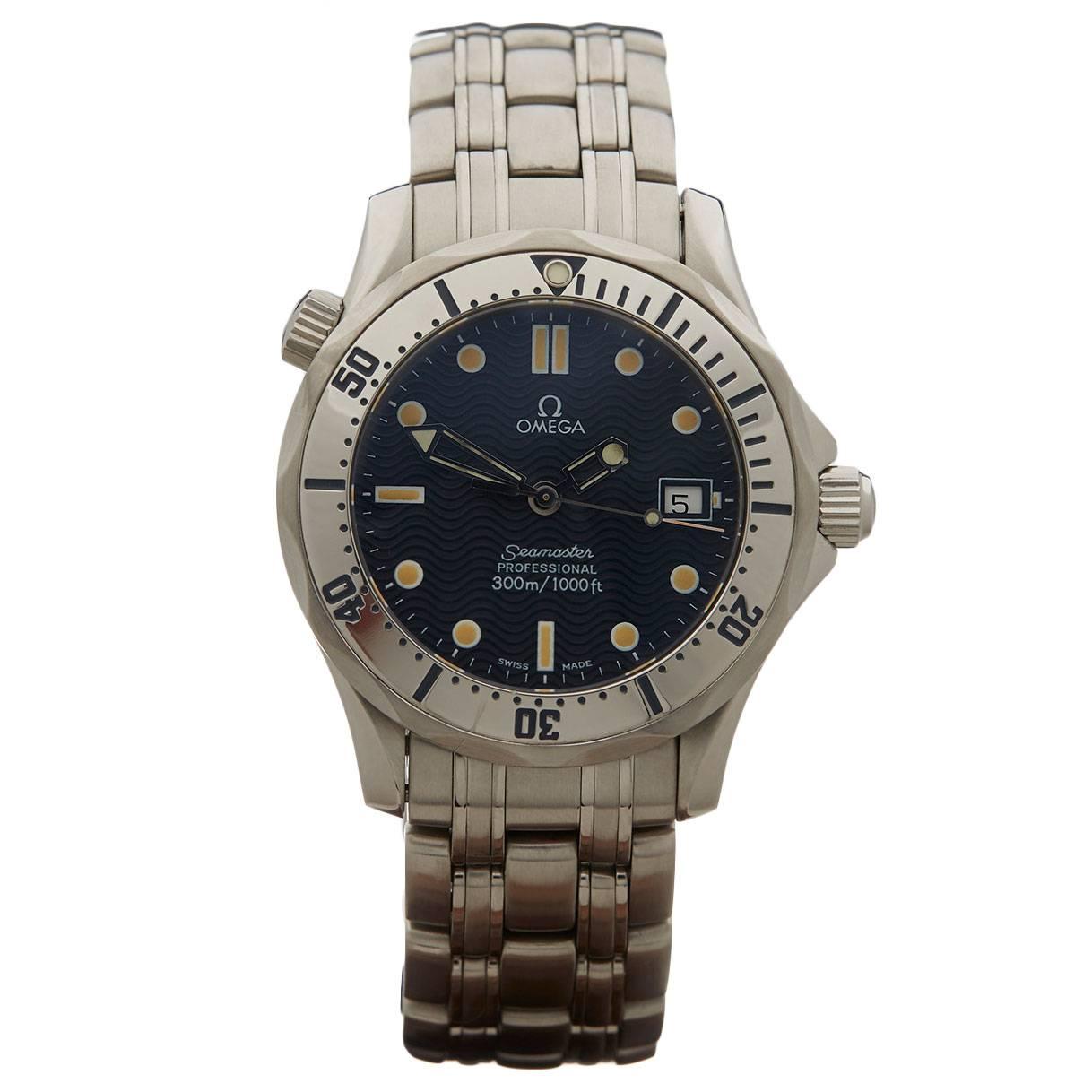 Omega Stainless Steel Seamaster Quartz Wristwatch Ref 2561.80.00