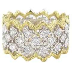Diamond Two Color Gold Filigree Ring