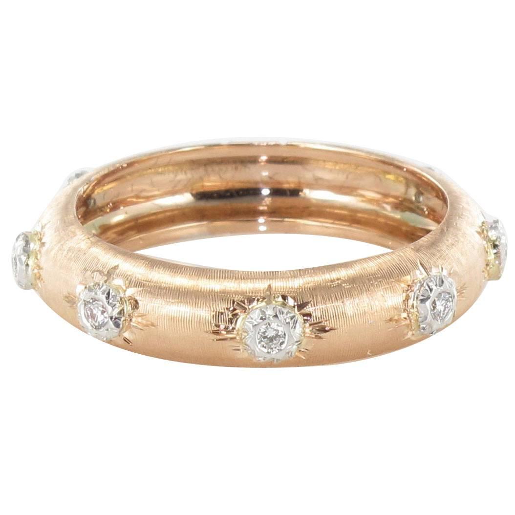 Diamond Satin Gold Band Ring
