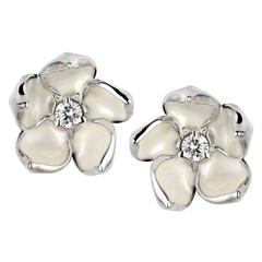 Shaun Leane Cherry Blossom Studs in Silver with Diamond and Ivory Enamel