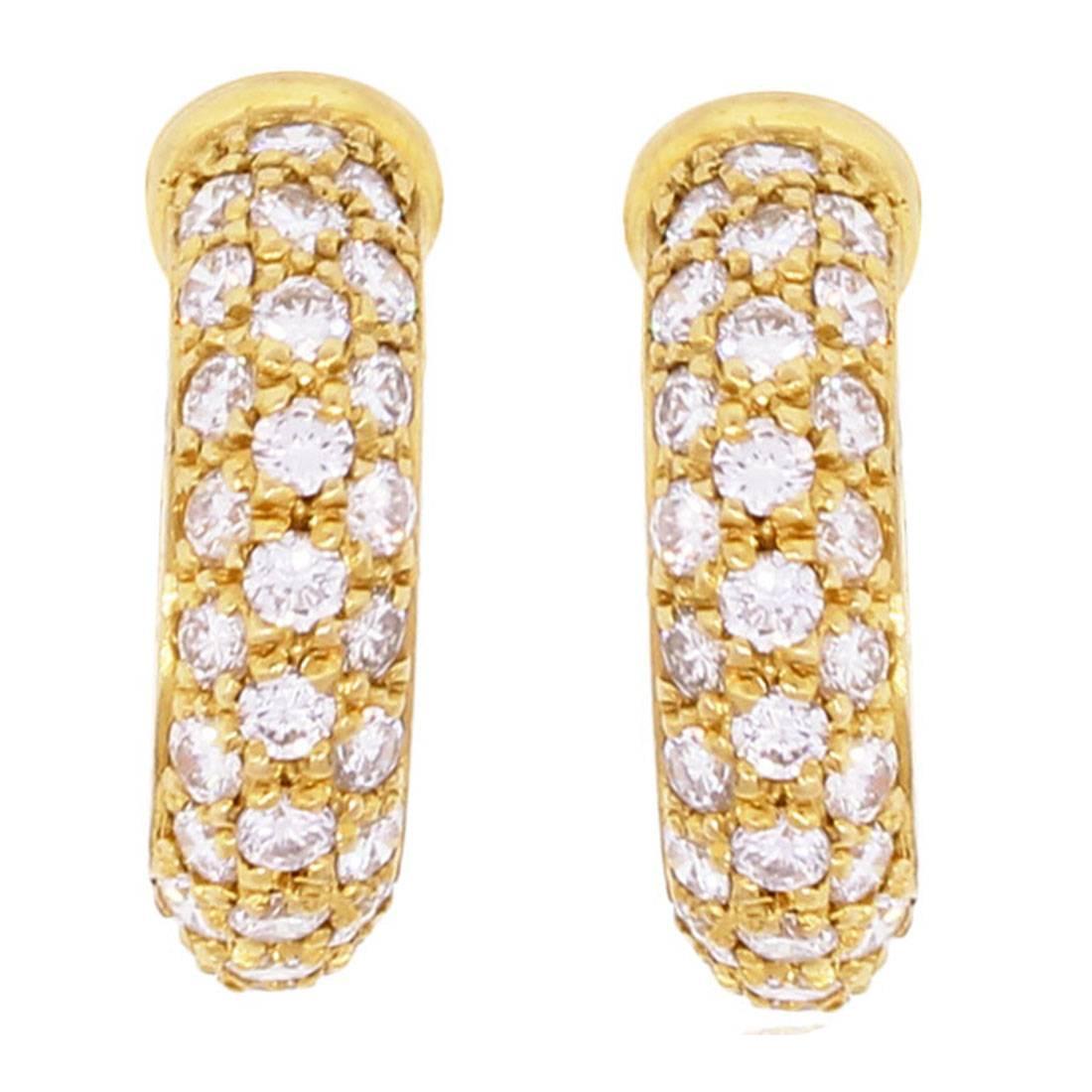 Cartier Diamond Gold Huggie Earrings