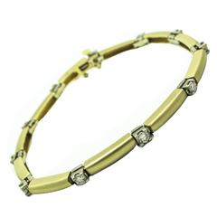 Diamond Gold Satin Finish Tennis Bracelet 6