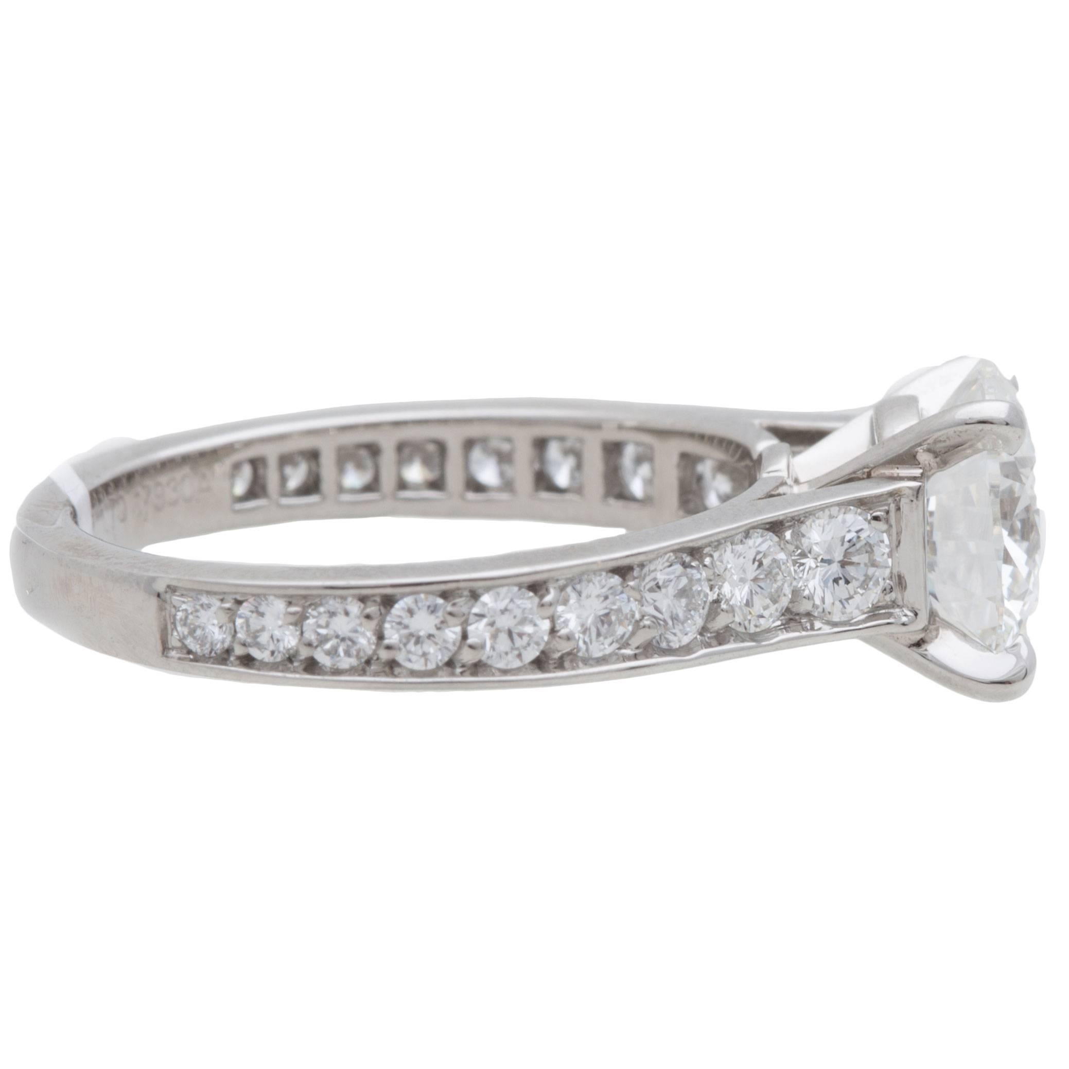 Cartier 1.70ct Platinum Ring with a G VVS1 GIA certified center stone, Ring Size 51/ USA 5 1/2.