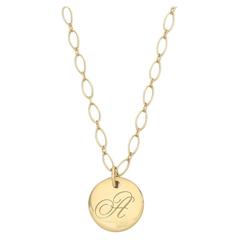 Tiffany & Co. Gold "A" Charm Pendant Necklace