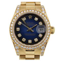 Rolex Lady's Yellow Gold Diamond Dial Datejust Presidential Automatic Wristwatch 7