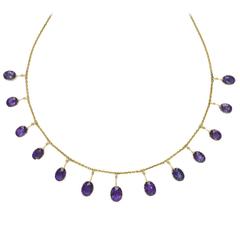 Victorian Amethyst Gold Fringe Necklace 10