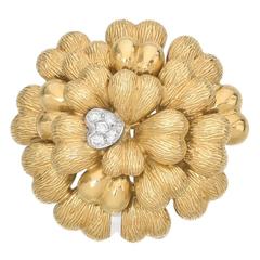 Tiffany & Co. Diamond Gold Heart Flower Cluster Brooch