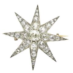 Antique Diamond Gold Star Brooch