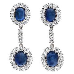 Natural Sapphire and Diamond Gold Earrings 7