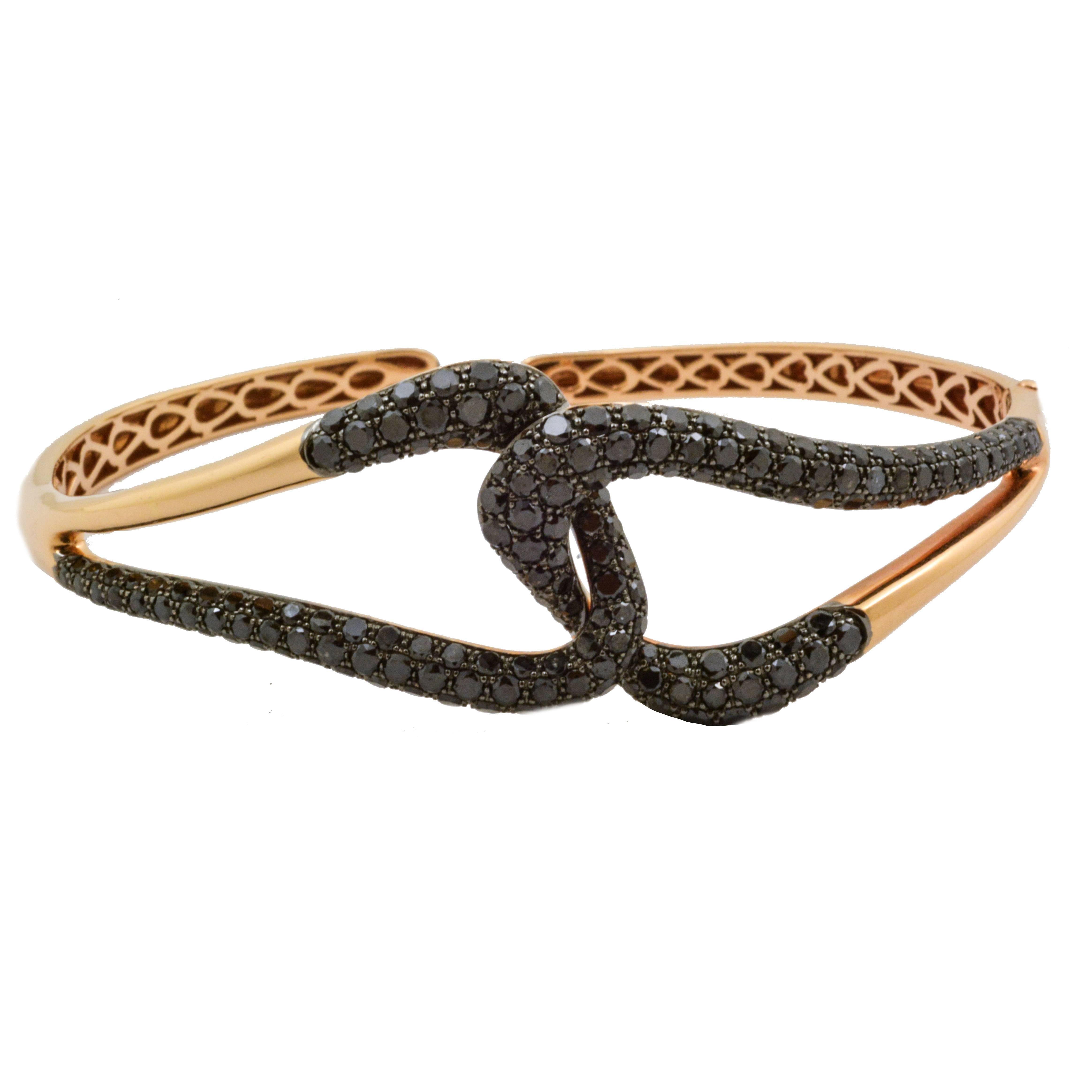 Etho Maria Black Diamond Gold Bangle Bracelet 