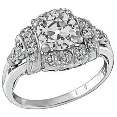 1.17 Carat GIA Cert Old Mine Brilliant Cut Diamond Platinum Engagement Ring