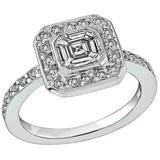 Stunning 1.01 Carat Asscher Cut Diamond Gold Engagement Ring