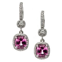 One of a Kind 5.03 Carat Pink Sapphire Diamond Earrings