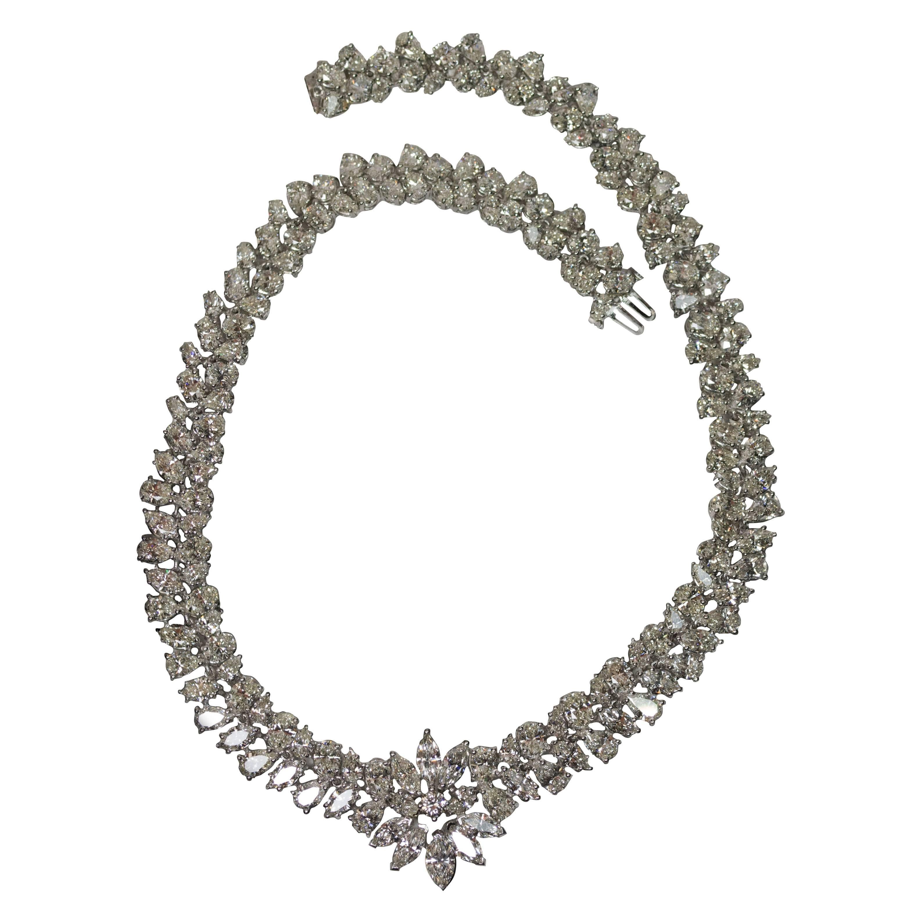 Diamond Cluster Platinum Necklace