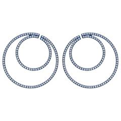 Large Blue Diamond Gold Titanium Hoop Earrings