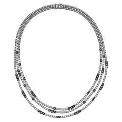 Carl F. Bucherer Black and White Diamond Gold Three Row Necklace
