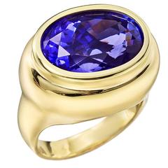 Bezel-Set Tanzanite Gold Dress Ring